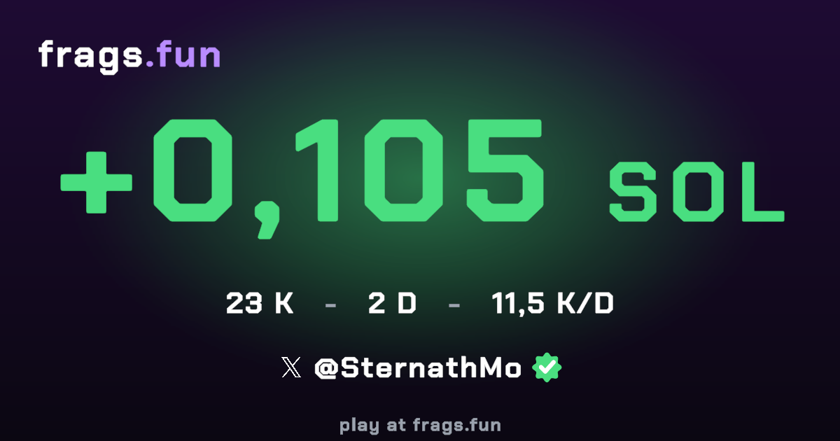 @SternathMo made 0.105 SOL on frags.fun